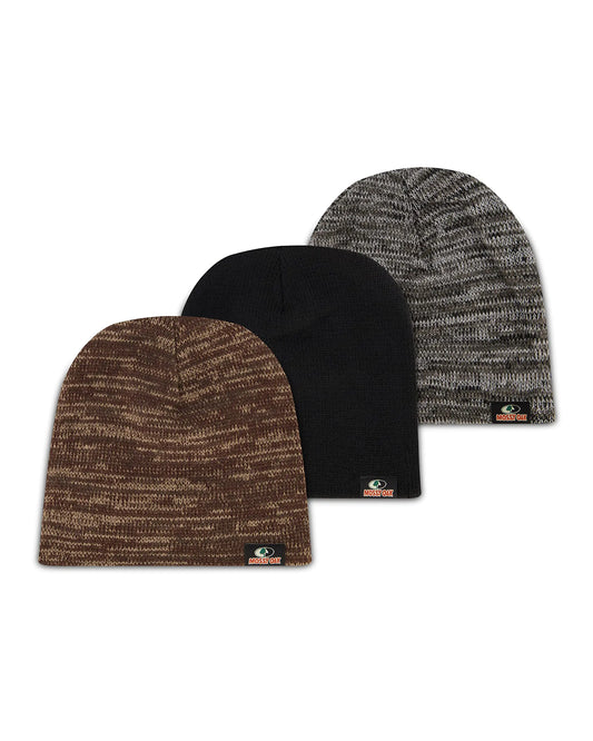 Mossy Oak Rib Knitted Womens & Mens Hats - Warm and Cozy Beanie Hat - Unisex Winter Hat-3pack Assorted 2 One Size